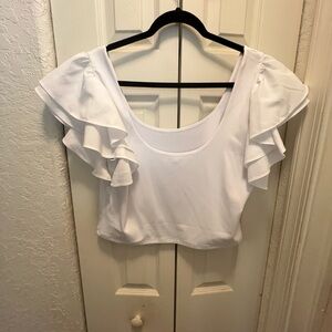 Express White Ruffle Sleeve Blouse
